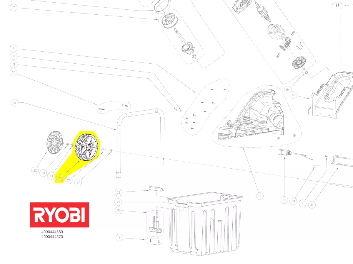 roue réf. 5131033680 broyeur Ryobi